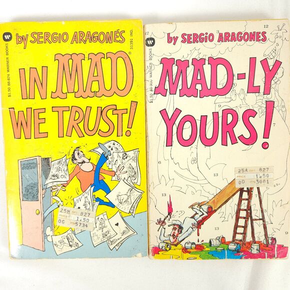 In Mad We Trust & Mad-ly Yours Sergio Aragone Blast Funny Joke Vintage Book Lot - Picture 1 of 10